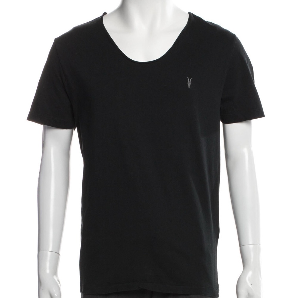 Men's AllSaints Black T-Shirt scoop neck medium M 100% cotton